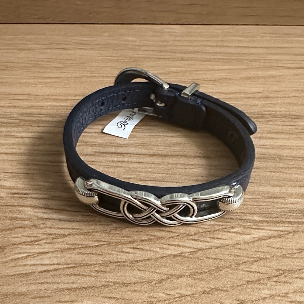 Brighton Navy Blue Leather Bracelet with Silver Infinity Design